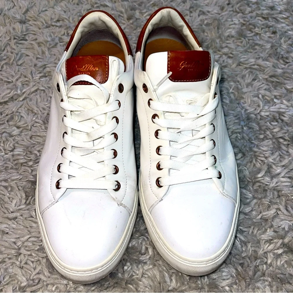 Goodmen Brand Legend London White Dark Vachetta Sneaker Italian Leather SZ 11.5 - Picture 1 of 11